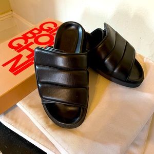 GIA BORGHINI Black leather slides / slip ons 37.5 EUC